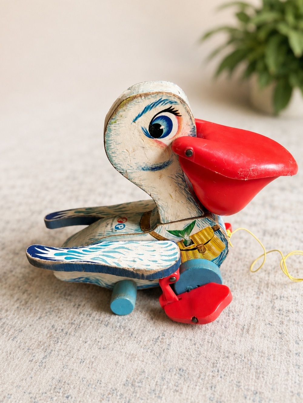 Vintage Fisher-Price Big Bill Pelican Pull Toy #794 – Made in USA